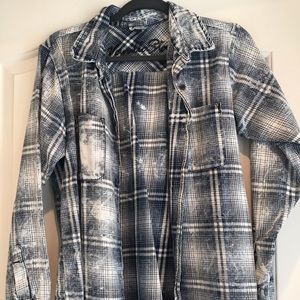 Acid wash plaid shirt